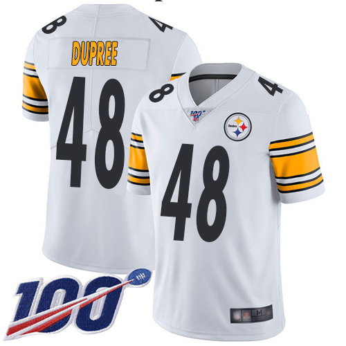 Men Pittsburgh Steelers Football #48 Limited White Bud Dupree Road 100th Season Vapor Untouchable Nike NFL Jersey